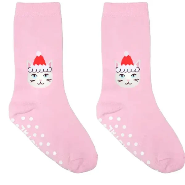 3D Packaged Crew Socks - Santa Kitty