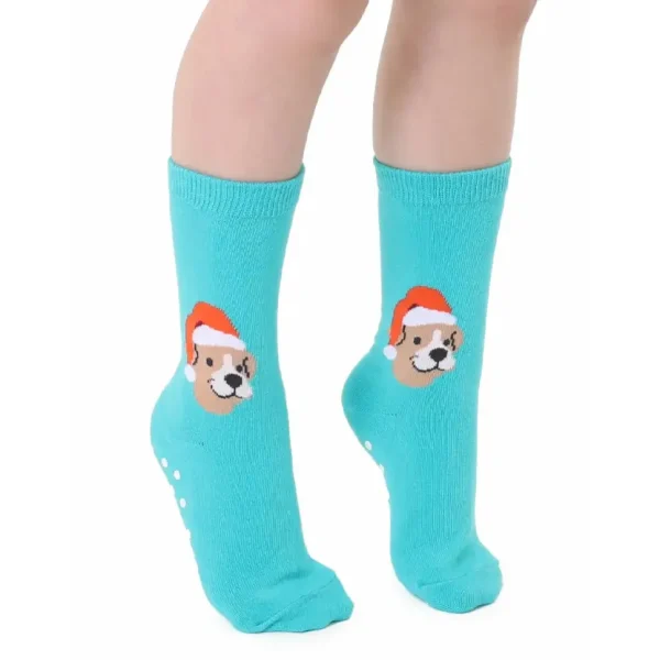 3D Packaged Crew Socks - Santa Puppy