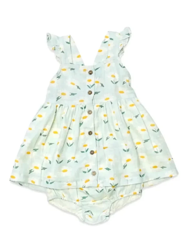 Daisies Ruffle Button Baby Dress+Bloomer