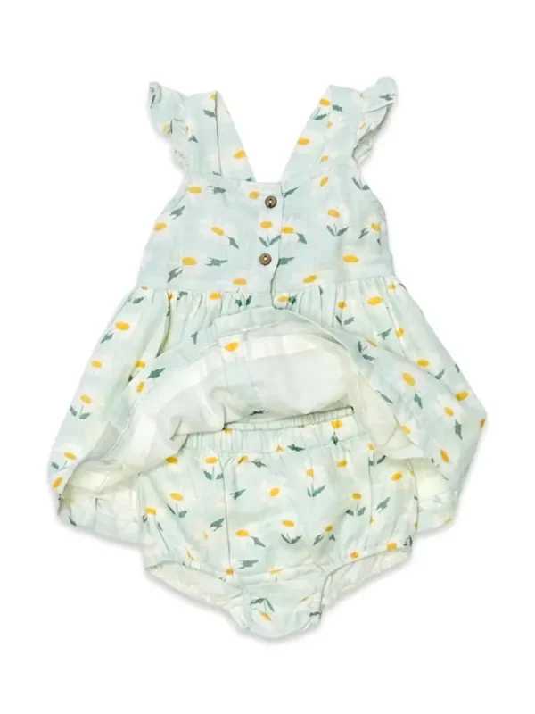 Daisies Ruffle Button Baby Dress+Bloomer