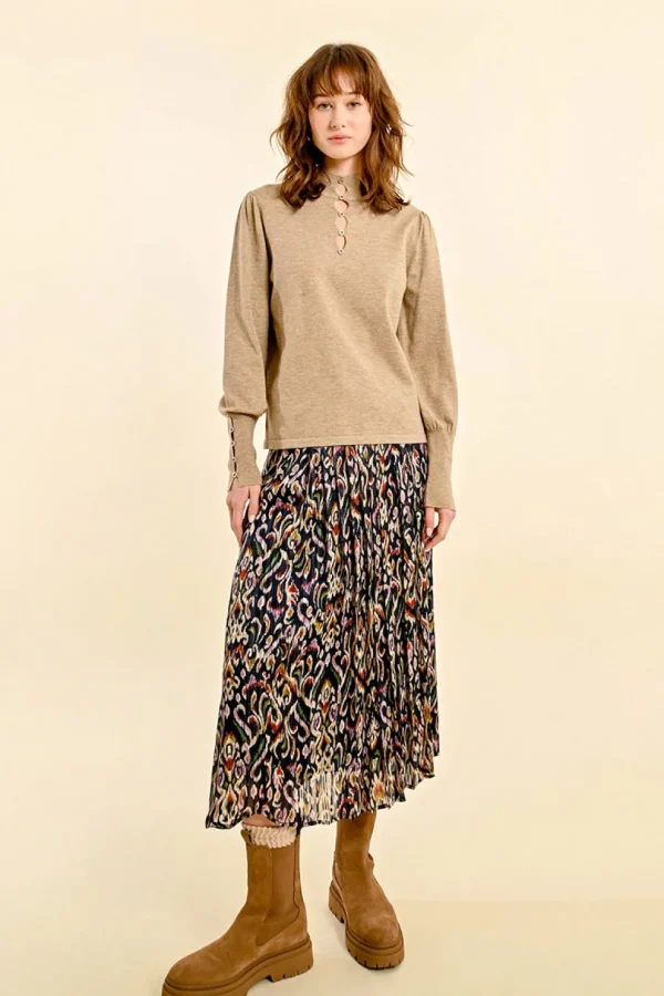 Detailed Knit Sweater - Beige