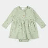 Ditsy Floral Long-Sleeve Bodysuit Dress