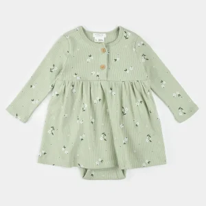 Ditsy Floral Long-Sleeve Bodysuit Dress