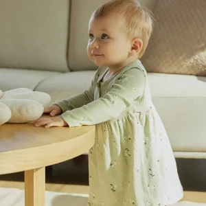 Ditsy Floral Long-Sleeve Bodysuit Dress