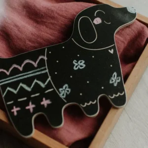 Dog Shaped Chalk Board / with Chalk