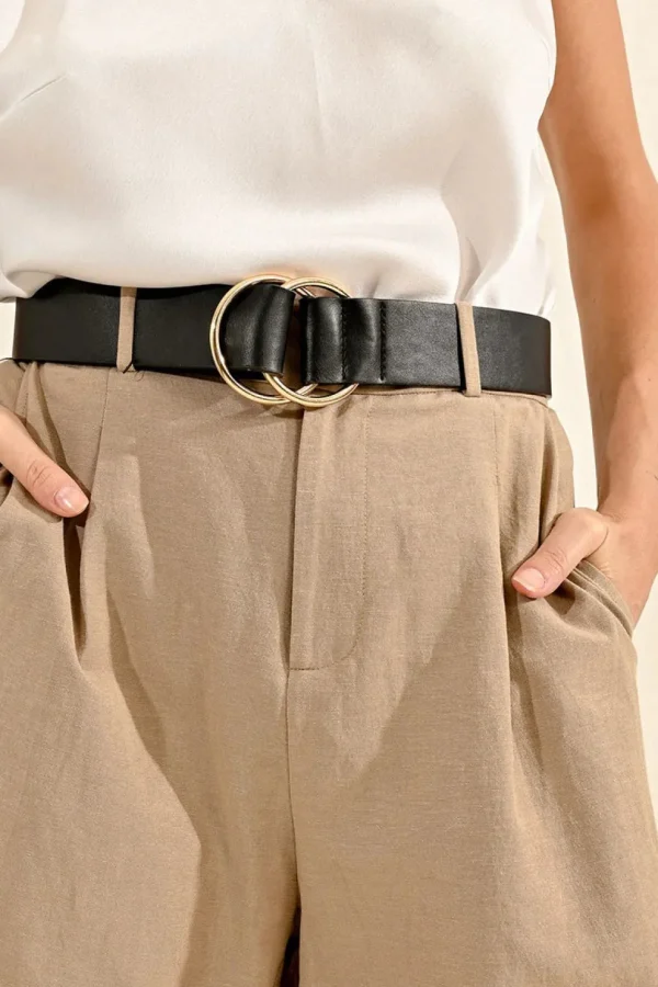 Double Ring Buckle Belt - Black