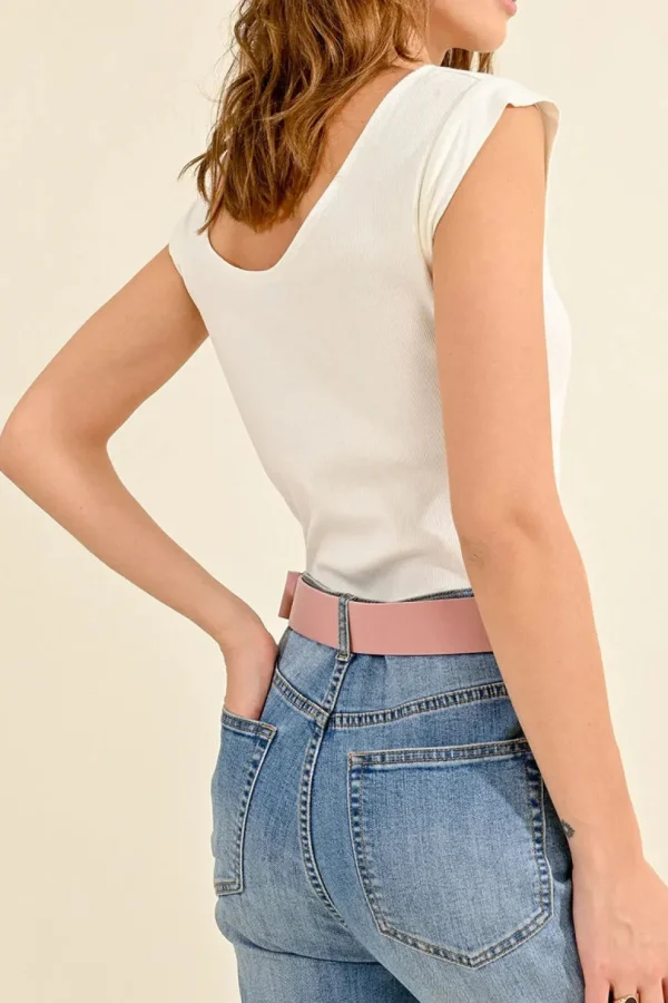 Double Ring Buckle Belt - Nude