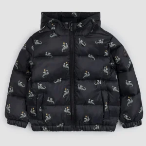 Dragon Print on Black Hooded Packable