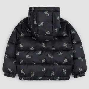 Dragon Print on Black Hooded Packable