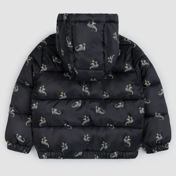 Dragon Print on Black Hooded Packable