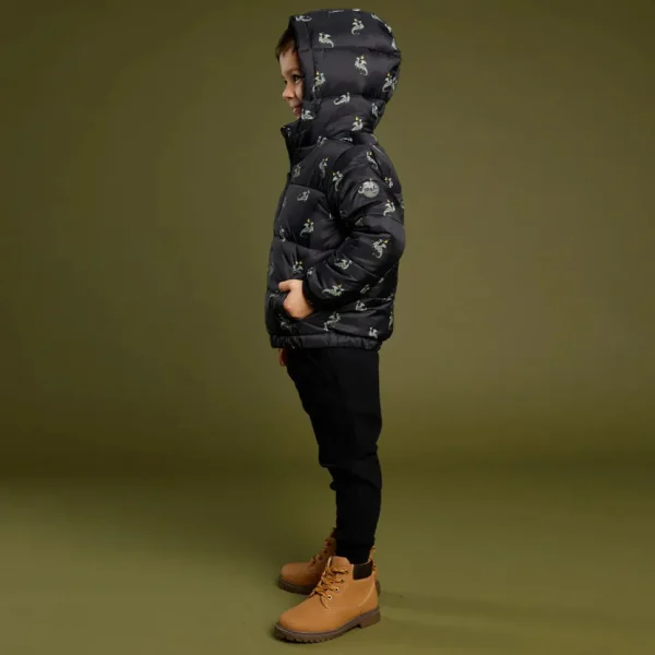 Dragon Print on Black Hooded Packable