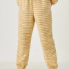 Drawstring Waist Brushed Striped Jogger