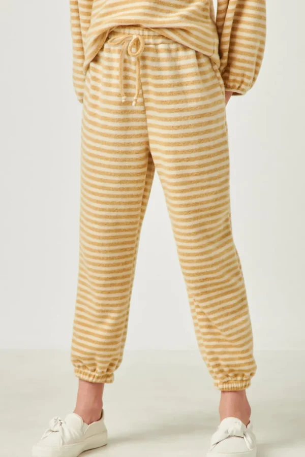 Drawstring Waist Brushed Striped Jogger