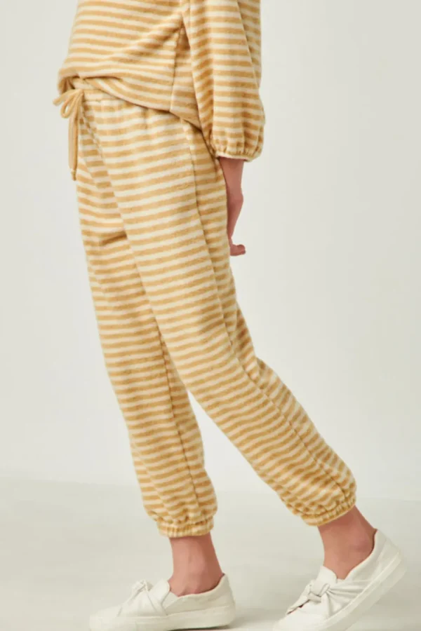 Drawstring Waist Brushed Striped Jogger