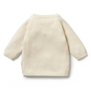 Ecru Knitted Pointelle Kimono Cardigan