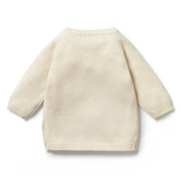 Ecru Knitted Pointelle Kimono Cardigan