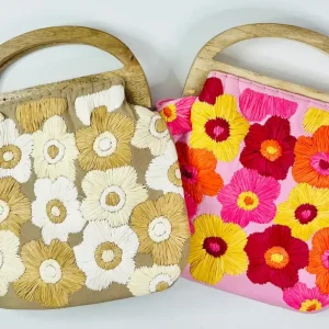 Embroidered Flower Clutch (two colors)