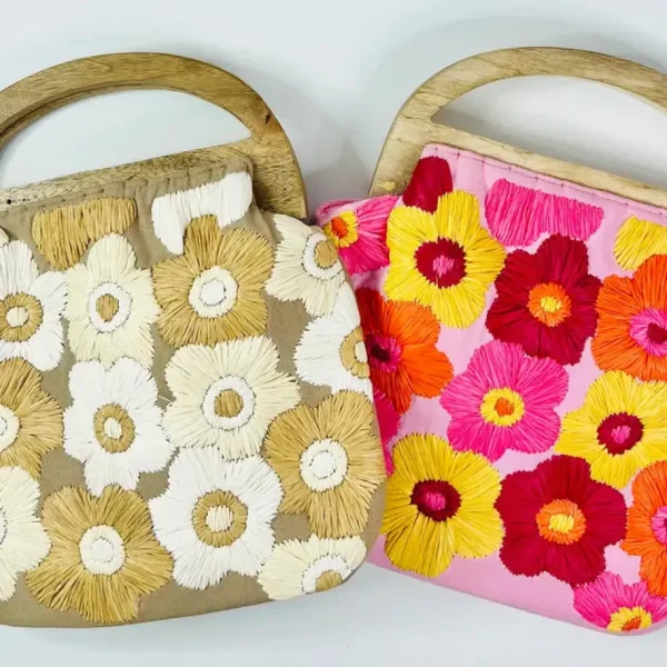 Embroidered Flower Clutch (two colors)