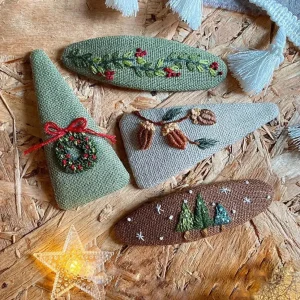 Embroidered Holiday Hair Barrettes - Several Styles