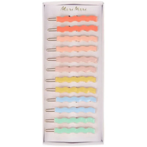 Enamel Wavy Hair Clips (12 pack)