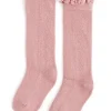 Fancy Lace Top Knee High Socks - Blush
