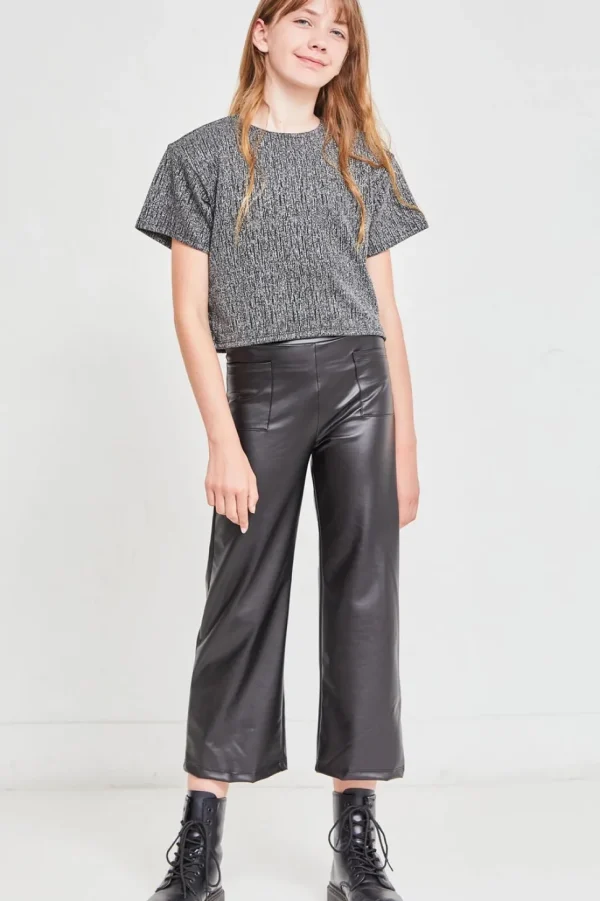 Faux Leather Wide Legs Pants