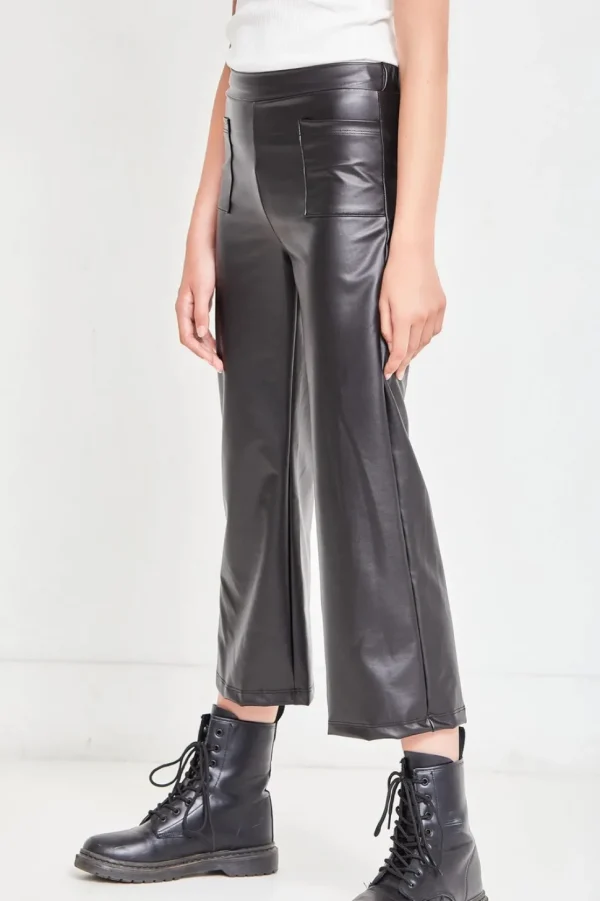 Faux Leather Wide Legs Pants