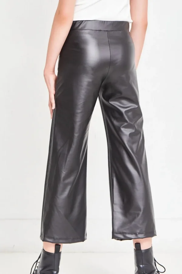 Faux Leather Wide Legs Pants