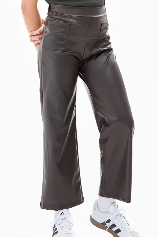 Faux Leather Wide Legs Pants