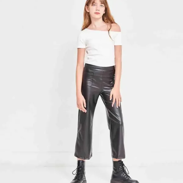 Faux Leather Wide Legs Pants