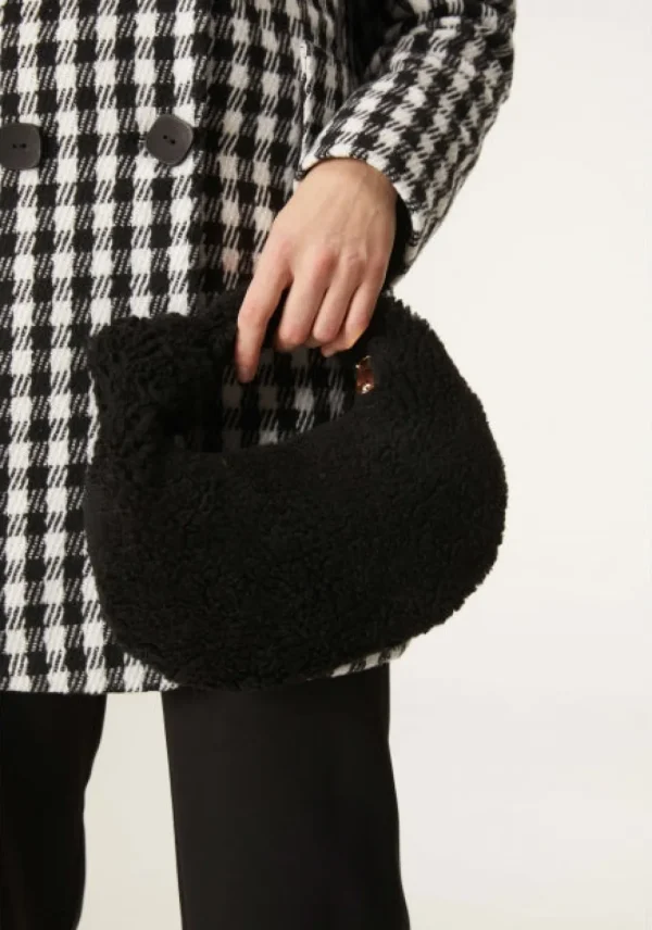 Faux Sheepskin Bag - Black