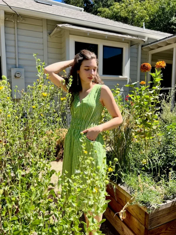 Fiji Dress - Grass Green Check