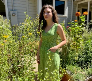 Fiji Dress - Grass Green Check