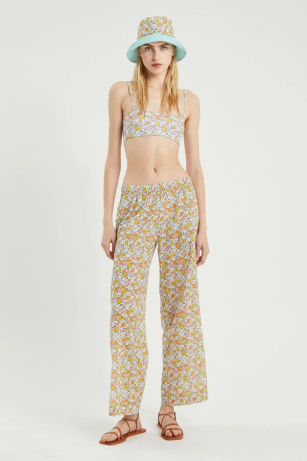 Fish Print Mid-Rise Trousers