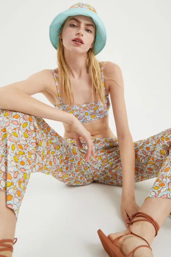 Fish Print Mid-Rise Trousers