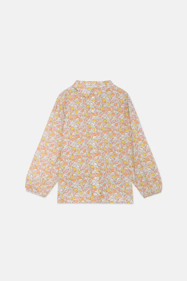 Fish Print Oversized Long-Sleeved Shirt