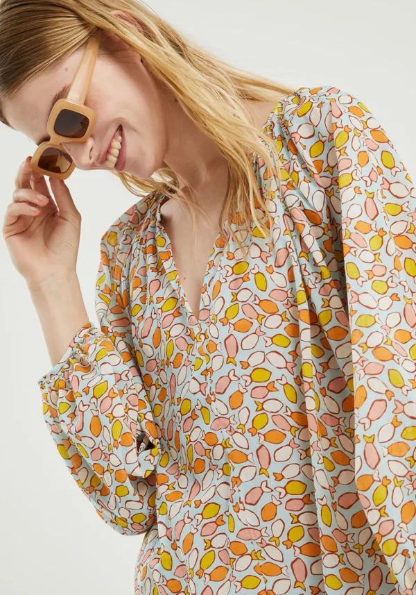 Fish Print Short Tunic Dress