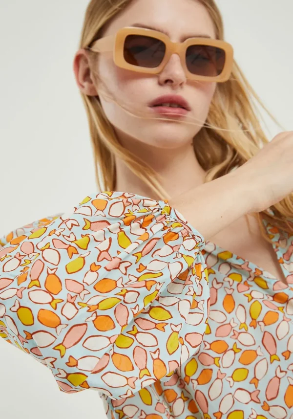 Fish Print Short Tunic Dress