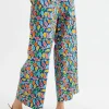 Fish Print Wide-Leg Cropped Trousers