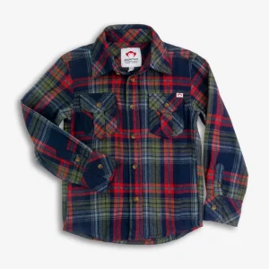 Flannel Shirt - Navy/Cranberry Plaid