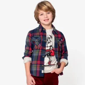 Flannel Shirt - Navy/Cranberry Plaid