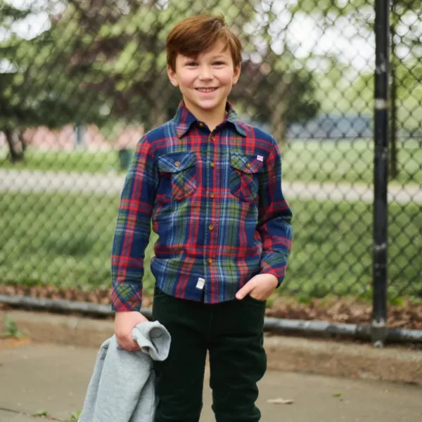 Flannel Shirt - Navy/Cranberry Plaid
