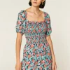 Floral Bird of Paradise Print Smocked Playsuit