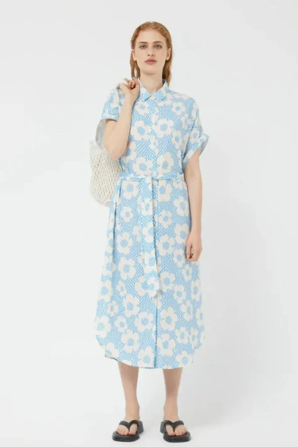 Floral Box Button Front Dress