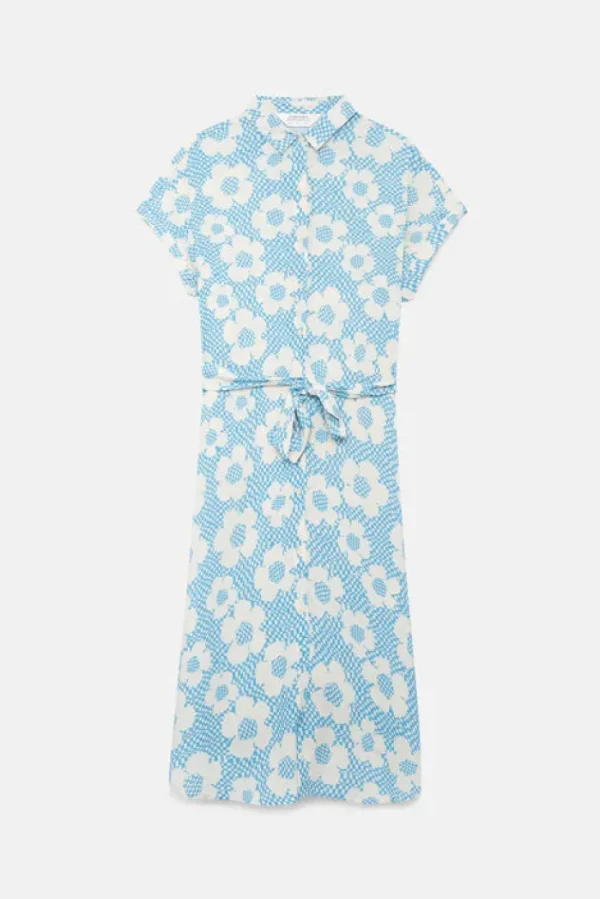 Floral Box Button Front Dress