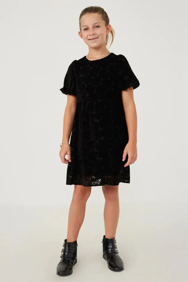 Floral Burnout Puff Sleeve Dress