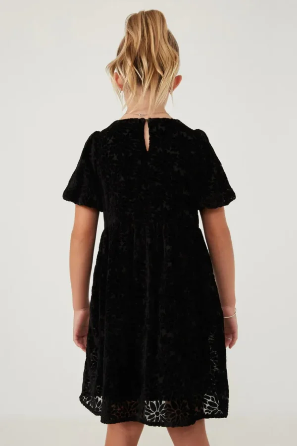 Floral Burnout Puff Sleeve Dress