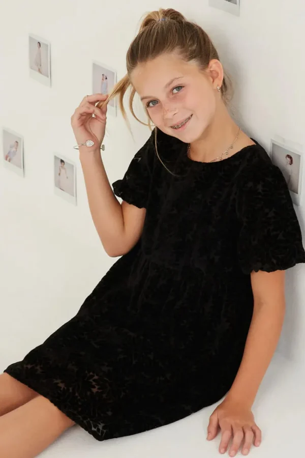 Floral Burnout Puff Sleeve Dress