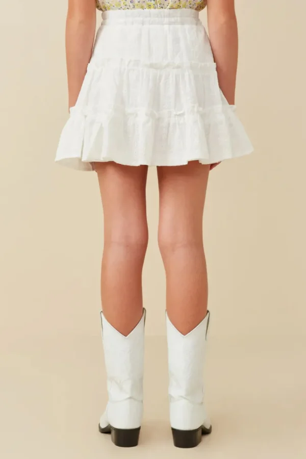 Floral Embroidered Button Skirt