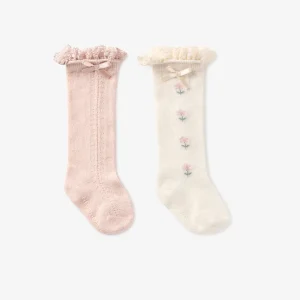 Floral Knee-High Non Slip Baby Socks 2 pack
